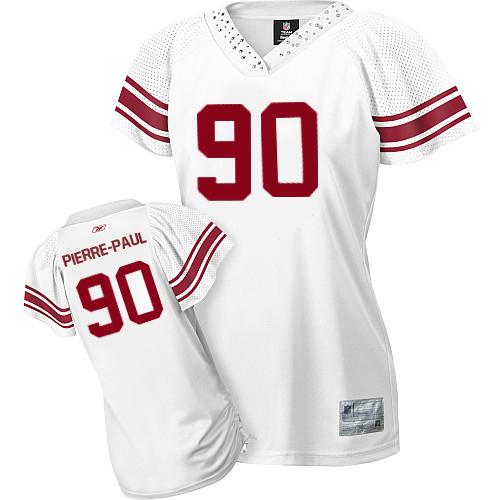 Giants #90 Jason Pierre-Paul White Women's Field Flirt Stitched NFL Jersey